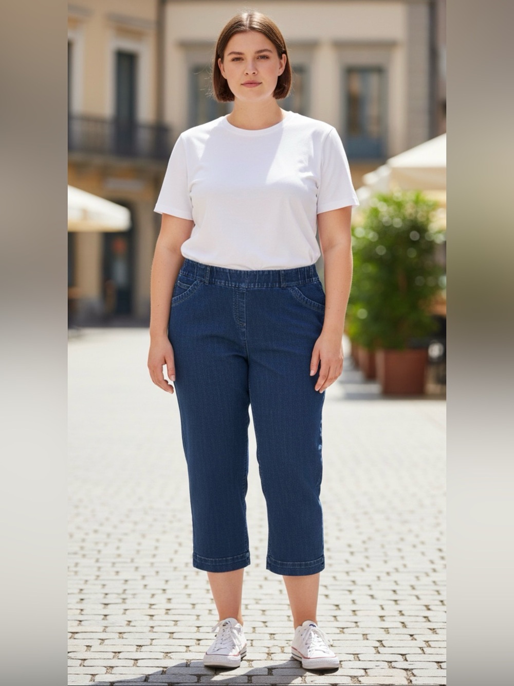 Westbound Woman Classic Comfort Plus-Size Cropped High Rise Pull On Jeans- 20W